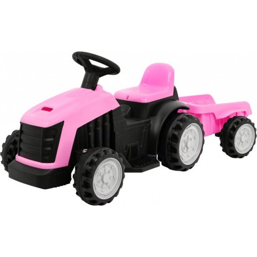 Трактор с прицепом розовый