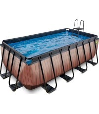 EXIT Wood pool 400x200x122cm with filter pump - brown