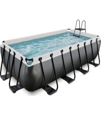 EXIT Black Leather pool 400x200x122cm with filter pump - black