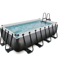 EXIT Black Leather pool 400x200x100cm with filter pump - black