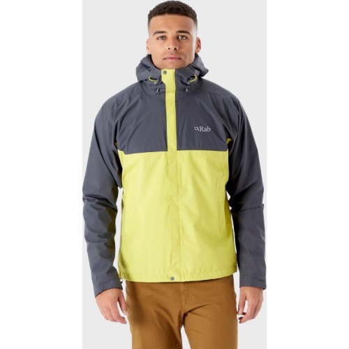 Мужская куртка Rab Downpour Eco Jacket - Pilka/geltona