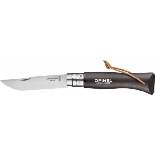 Нож Opinel Colorama 08 Inox Grab коричневый с ремешком
