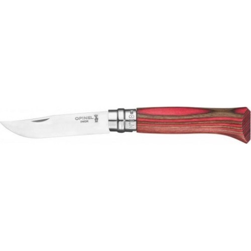 Нож Opinel Nr.8 Laminated Red, лезвие из нержавеющей стали, рукоять из красной бер