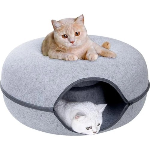 Kaķu gulta Donut tuneļa gulta 50cm - pelēka