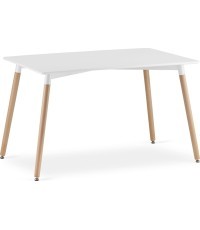 Medinis stačiakampio formos valgomojo stalas 120 cm x 80 cm - baltas