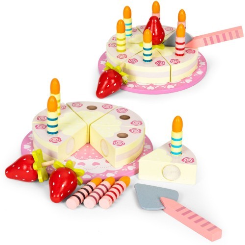 Деревянный набор для торта на липучке свечи фрукты для детей 16 элемен