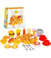 Greitojo maisto picos, bulvytės, hotdogai žaislų rinkinys vaikams su velcro