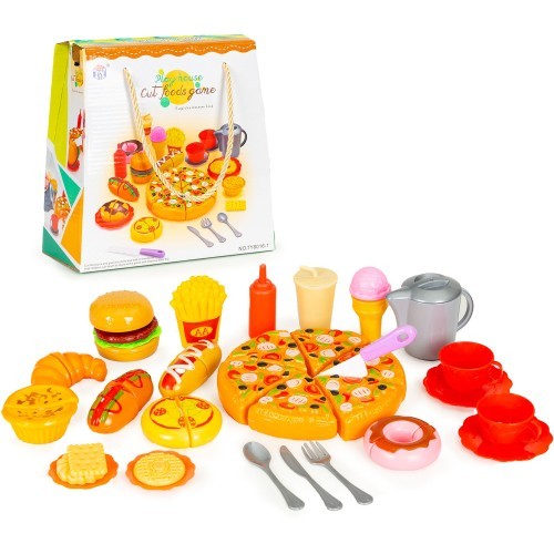Fast food picas frī kartupeļi hotdog rotaļlietu komplekts bērniem ar velcro