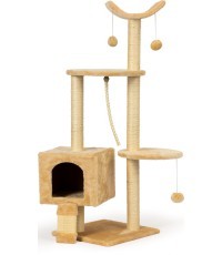 Kačių draskymo stovas dviaukštės lovos bokštas 120 cm + žaislai