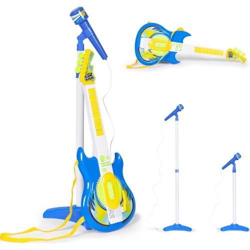 Elektriskās ģitāras komplekts mikrofona statīvs bērniem mp3 - zils