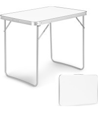 Turistinis stalas pikniko stalas, sulankstomas viršus 80x60 cm, baltas