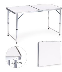 Tūristu galds saliekamais galds kempinga balta virsma 120 x 60 cm