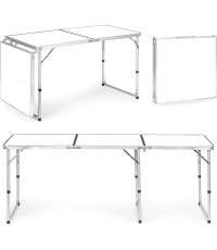 Tūristu galds saliekamais galds kempinga balta virsma 180 x 60 cm