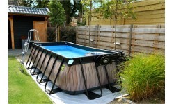EXIT Stone pool 400x200 cm with sand filter pump - grey Framed pool Rectangular 7020 L