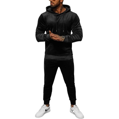 J.Style Velour Sports Suit for Men Black 8C1171-3