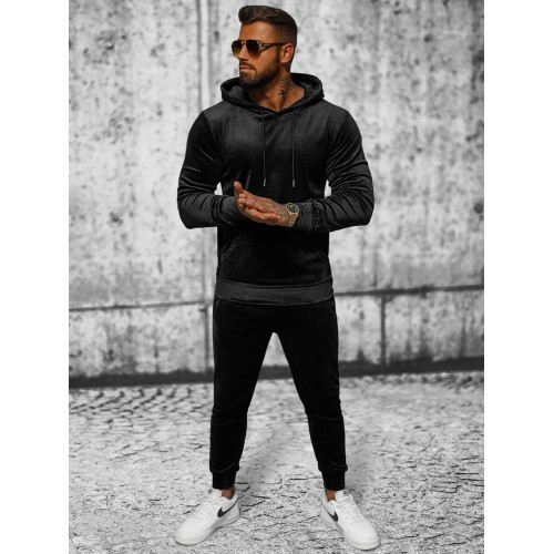 J.Style Velour Sports Suit for Men Black 8C1171-3