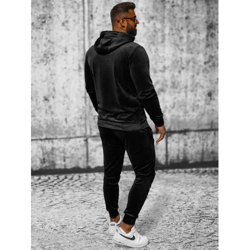 J.Style Velour Sports Suit for Men Black 8C1171-3