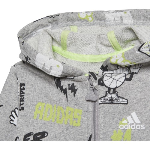 Adidas Kids Tracksuit I Grap Fz Hd Ft1 Grey Black GE0015