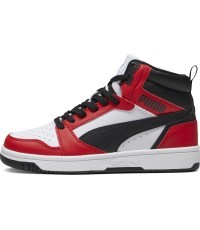 Puma Rebound V6 Mid Jr подростковые кроссовки White Red Black 393831 03