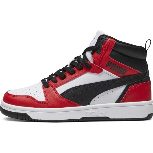 Puma Rebound V6 Mid Jr pusaudžu apavi White Red Black 393831 03