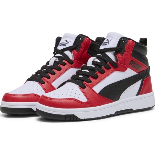 Puma Rebound V6 Mid Jr pusaudžu apavi White Red Black 393831 03