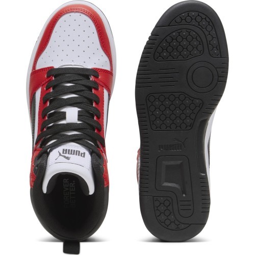 Puma Rebound V6 Mid Jr подростковые кроссовки White Red Black 393831 03