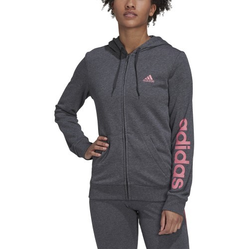Женская толстовка Adidas W Lin FT FZ Hoodie серая H07750