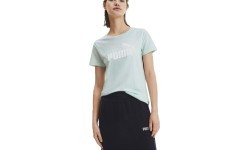 Puma Ess+ Logo Heather Tee sieviešu blūze, zaļa