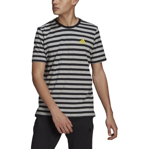 Adidas Stripy SJ vīriešu T-krekls, pelēks ar melnu