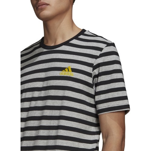 Мужская футболка Adidas Stripy SJ, серо-чёрная