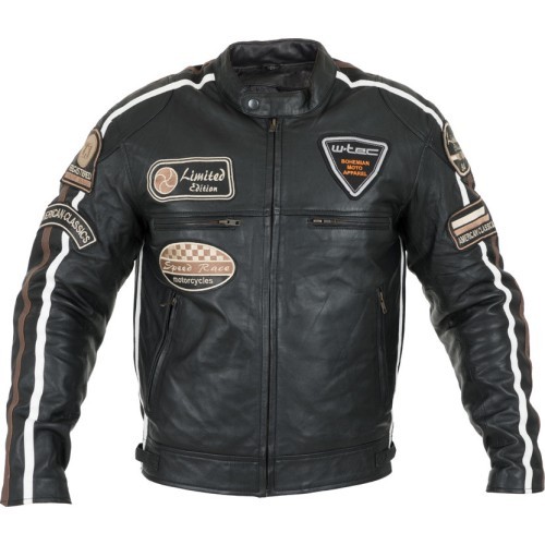 Мужская кожаная мотоциклетная куртка W-TEC Sheawen - Black
