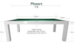 Biljarda galds Dynamic Mozart – matēti balts, 7 pēdas