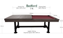 Biljarda galds Rasson Bedford, pūls, pelēks, 7 ft, Club Cloth dzelteni zaļš