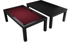 Pool Table / Dining Table, Diner, 7 ft., Matt-Black, Club Cloth yellow green