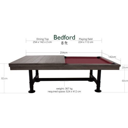 Biljarda galds Pool Rasson Bedford, pelēks, 8 ft, Club Cloth dzelteni zaļš