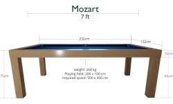 Biljarda / pusdienu galds Mozart, 7 ft, ozols, Club Cloth dzelteni zaļš
