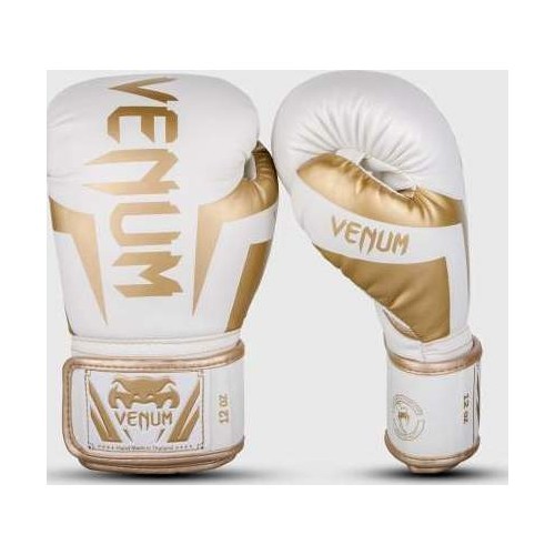 Боксерские перчатки Venum Elite - белый/золотой