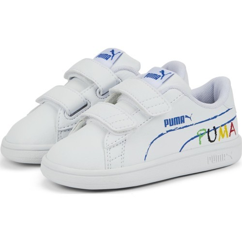Puma bērnu apavi Smash v2 Home School White 386201 02