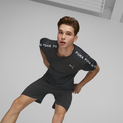 Puma Fit Taped Tee vīriešu skriešanas krekls Black 523190 01