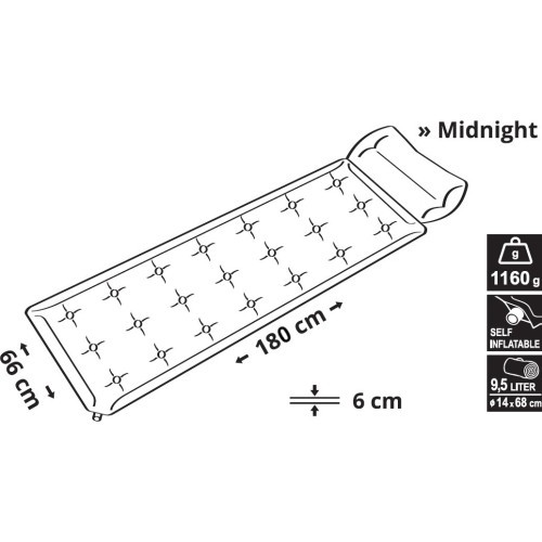 Self-Inflating Mat with a Pillow Cattara Midnight 180x66x4cm