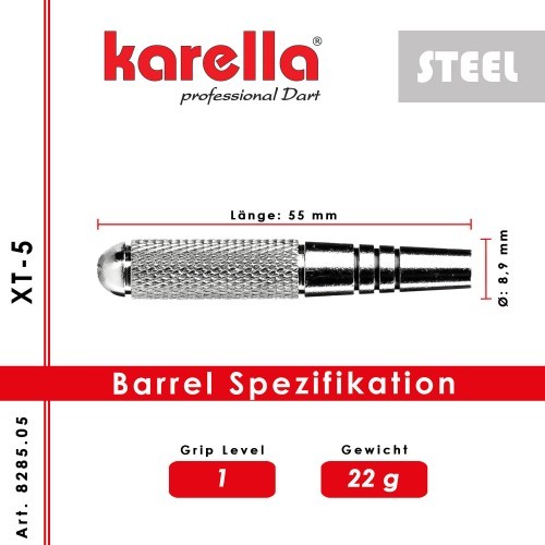 Šautriņas Karella XT-5 steel tip 22 g