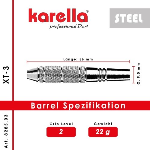 Karella XT-3 tērauda smailes šautriņas, 22 g