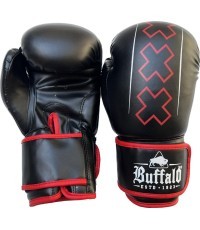 Buffalo Outrage boksa cimdi melni un sarkani 14oz