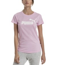 Puma Palidinė Ess+ Logo Heather Tee Pink