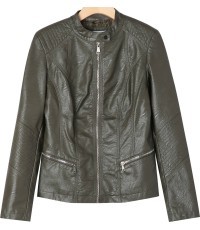Glo Story Women's Faux Leather Jacket Green WPY 2370