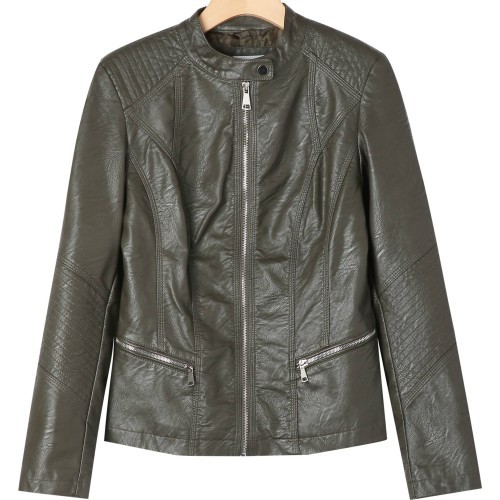 Glo Story Women's Faux Leather Jacket Green WPY 2370