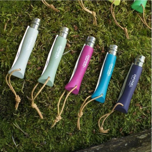 Opinel Colorama 06 inox pelēks saliekams nazis ar auklu
