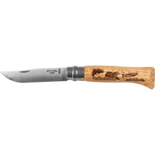 Nazis Opinel 8 Inox Oak Animal sērija - zivs