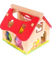 Koka māja, ferma, šķirotājs ar klucīšiem Ecotoys