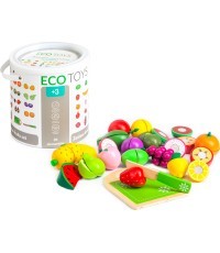 Koka augļu Eco rotaļlietu komplekts spainī